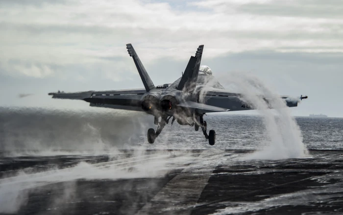 mcdonnell douglas fa 18 hornet sky cloud water motion 2k 4k