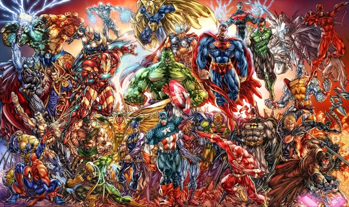 superheroes painting Comics Collage Batman Ben Grimm Beta Ray Bill 2k