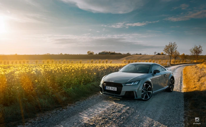 Audi TT RS gray coupe Cars Nature Road landscape 2k