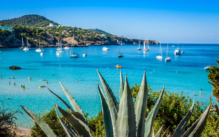 beach coast ibiza sea spain yacht 2k