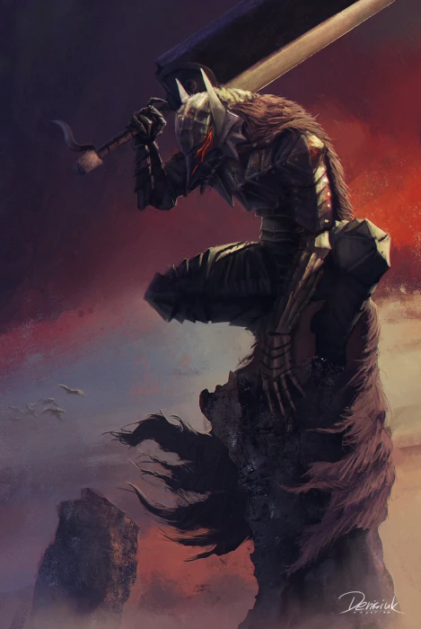 Berserk anime boys vertical fantasy armor sword Guts 2k