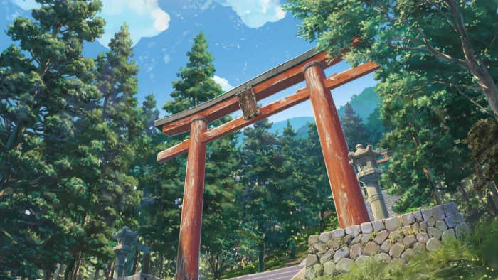 brown wooden arch painting Makoto Shinkai Kimi no Na Wa tree 2k 4k