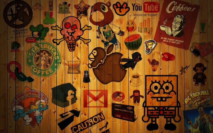 colored doodle painting logo symbols SpongeBob SquarePants 2k