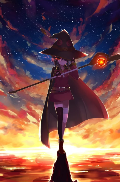 female anime character illustration girls witch hat 2k