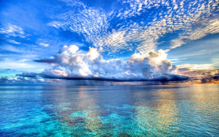 HDR Clouds Storm Ocean Island Rain HD nature 2k