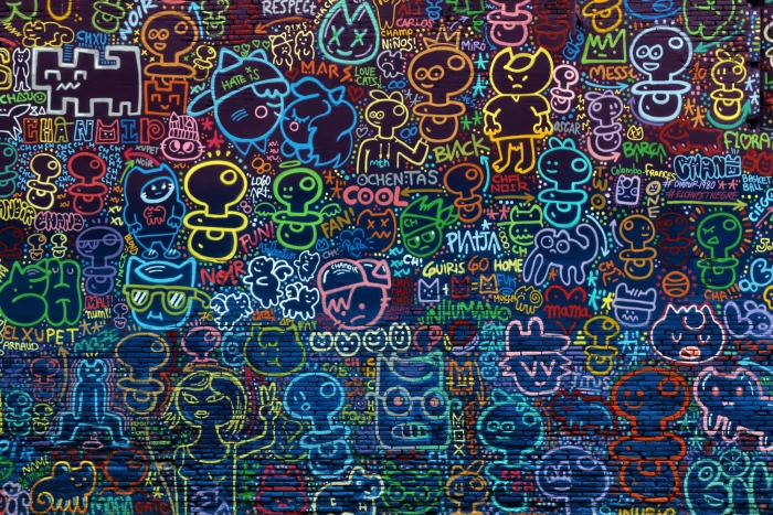 multicolored doodle art background wall drawings symbol pattern 2k