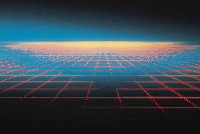 orange and blue grid pattern wallpaper digital art Tron artwork 2k 4k