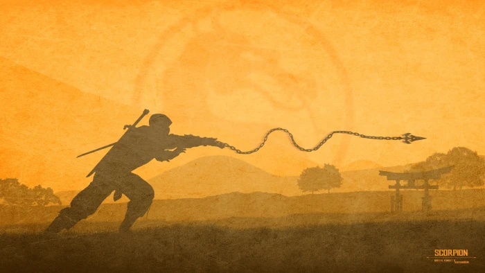 Scorpion from Mortal Kombat minimalism character 2k 4k