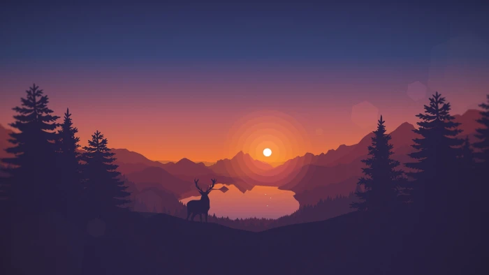 silhouette of deer mountains and trees illustration Firewatch 2k 4k 5k