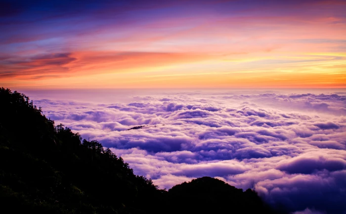 Above The Clouds Nature Sun and Sky Purple Sunset Mountain 2k 4k 5k