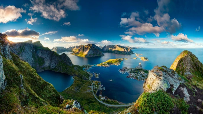 amazing viewpoint fjords stunning islands cloud sky nature 2k 4k