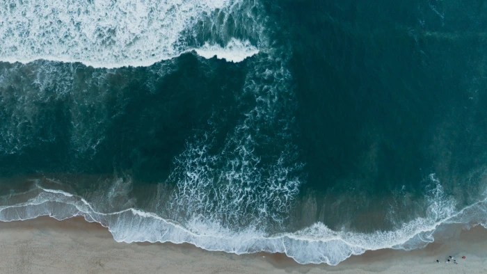 barreling wave landscape aerial view sea water coast beach 2k 4k
