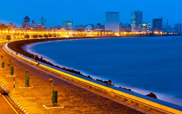 Beach Coast Lights Blue Buildings Mumbai HD body of water cityscape 2k