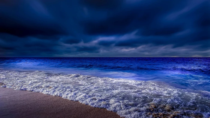 beach twilight darkness night evening coast dusk cloudy 2k 4k