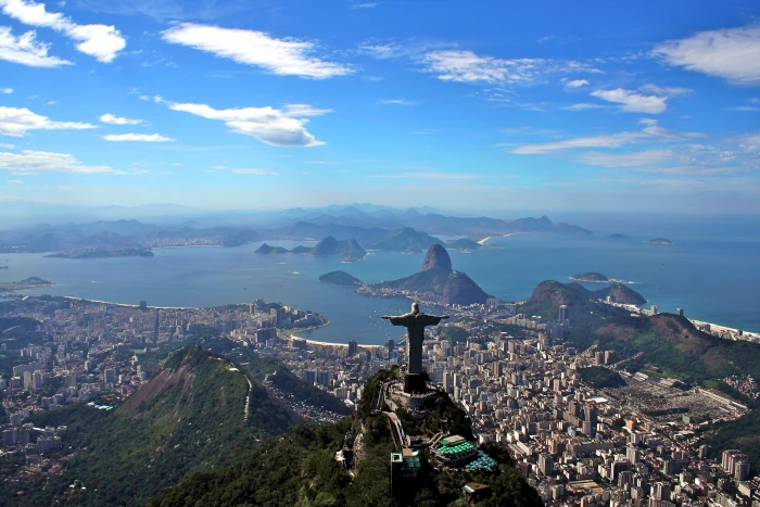 Christ The Redeemer Brazil landscape mountains the ocean 2k
