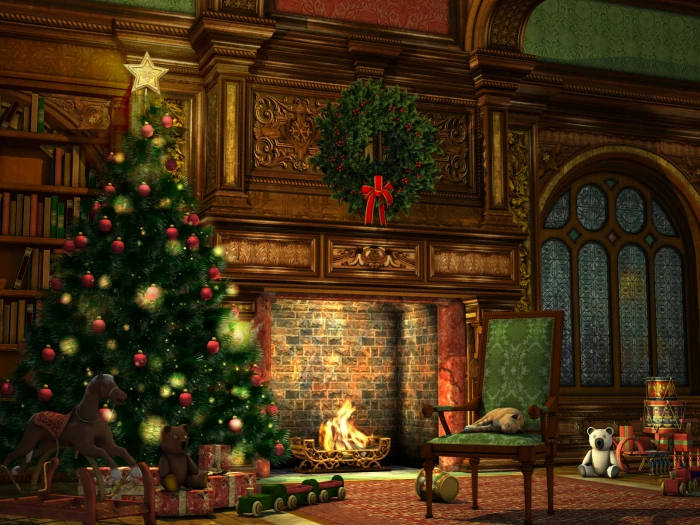 christmas tree and gift painting balls decoration lights style 2k