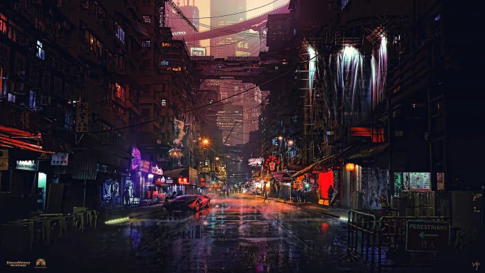 city lights wallpaper car video game screenshot night futuristic 25 2k 4k