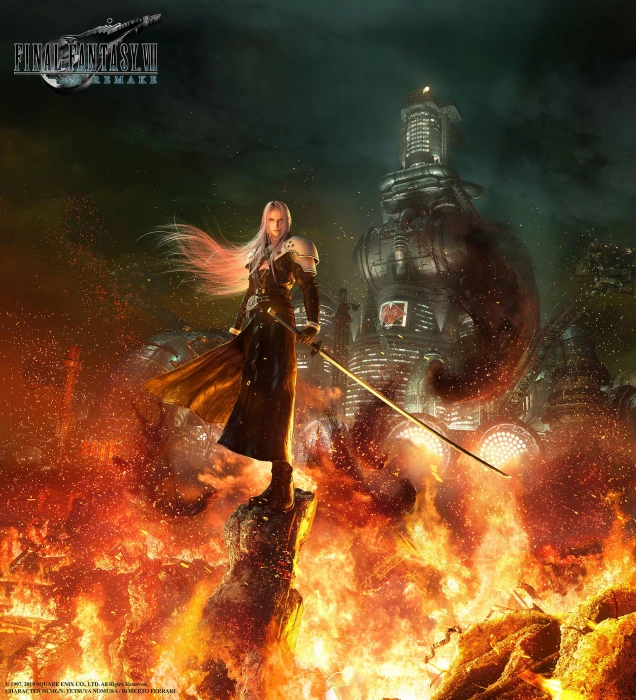 Final Fantasy VII video games Midgar Shinra Sephiroth fire 2k