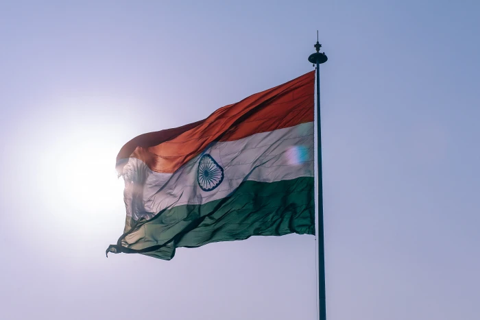 India Flag on Gray Metal Post administration army border celebration 2k 4k 5k