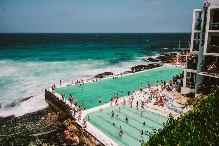 People Gathering Near Swimming Pool australia beach Bondi Beach 2k