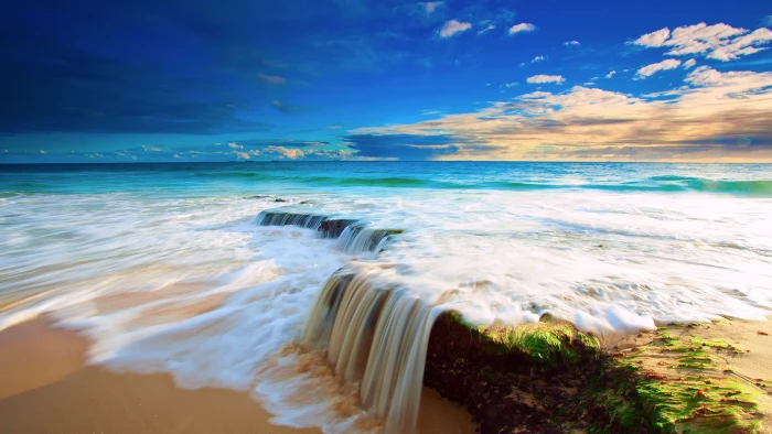 sea sky body of water shore ocean wave coast horizon 2k 4k