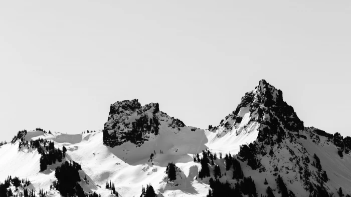 snow covered mountains during daytime Far Away black and white 2k 4k 5k