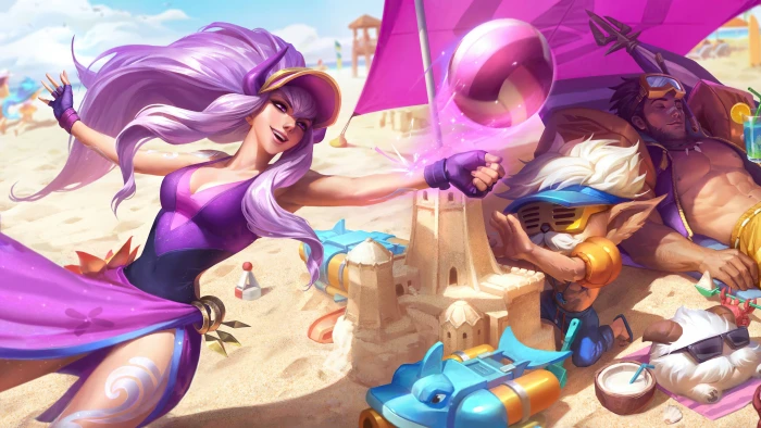 Star Guardian Syndra pool party beach Heimerdinger League of Legends 2k 4k