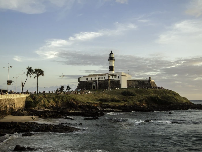 View of Farol da Barra Lighthouse in Salvador Brazil building 2k 4k
