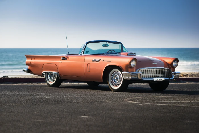 vintage orange convertible car vehicle Ford Thunderbird Special 2k 4k