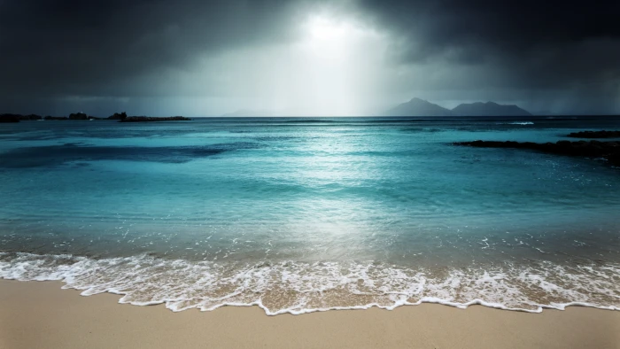 wave rain rainy day calm beach wind cloudy sea 2k 4k