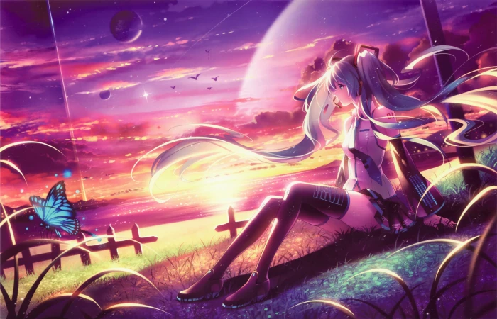 white haired girl in top and high socks anime character wallpaper 2k 4k