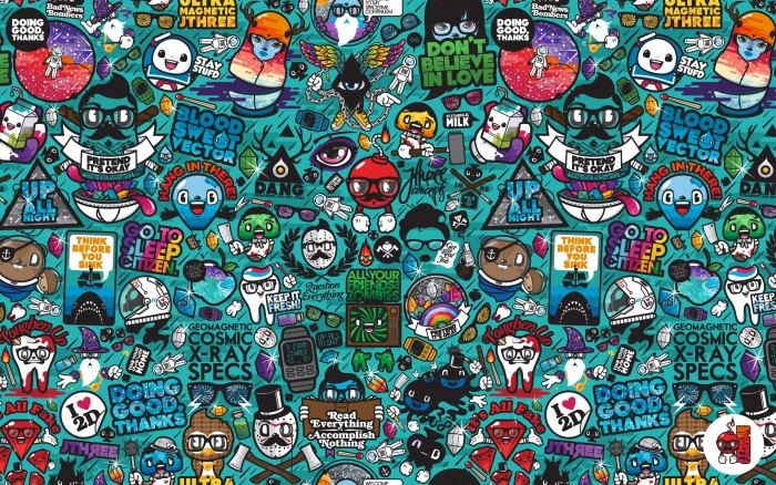 assorted color and theme sticker lot drawings diversity characters 2k