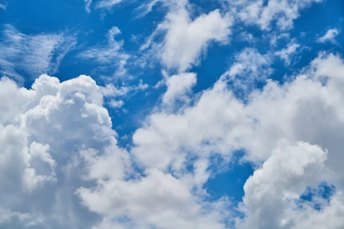 cumulus clouds blue white summer landscape nature 2k 4k 5k