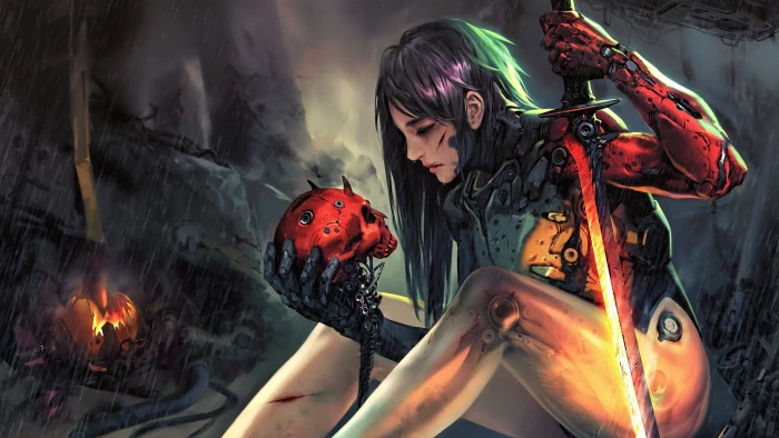 cyber science fiction digital art concept cyberpunk 2k 4k