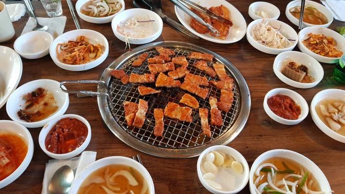 korean food cooking snacks pork belly grilled pepper ginseng 2k 4k