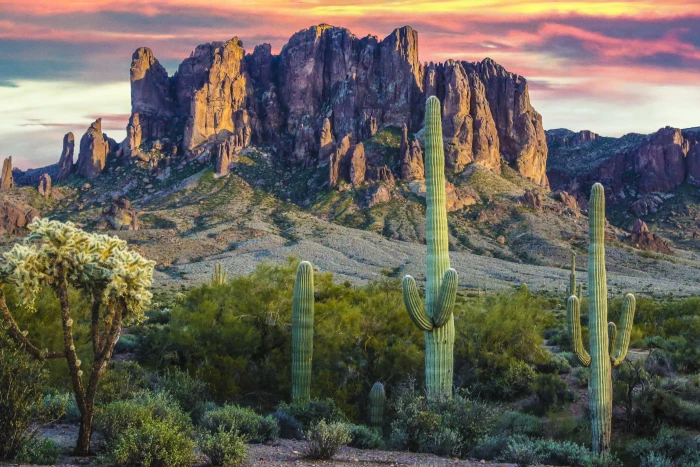 landscape photo of rock mountain superstition mountains 2k 4k