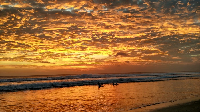 orange sunset by the beach bali kuta surfing sky water cloud 2k 4k