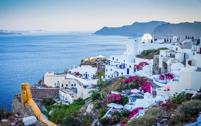 Santorini Greece oia sunset island sea tourism travel 2k 4k