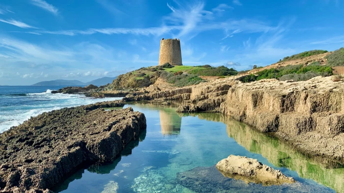 sardinia tower italy sky sea cagliari landscape torre 2k 4k