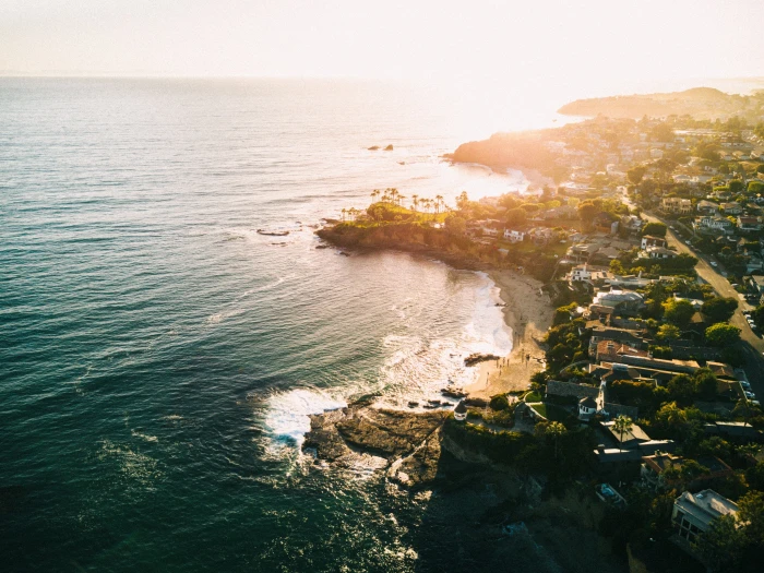 shoreline and ocean Derek Liang beach sunset town sunlight 2k