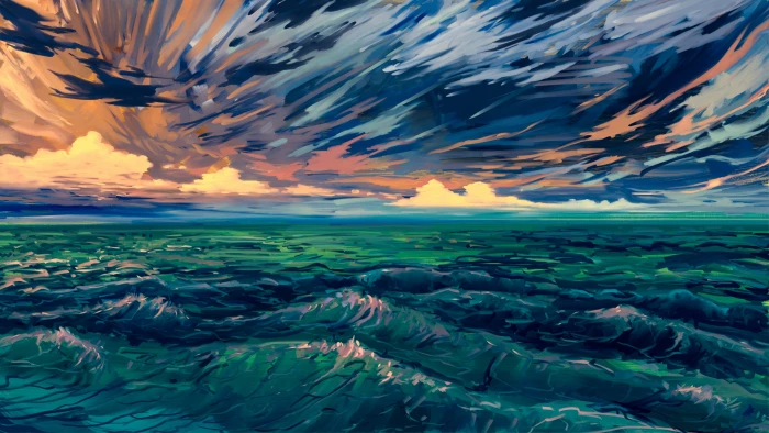 sky nature sea ocean artistic seascape wave horizon 2k 4k