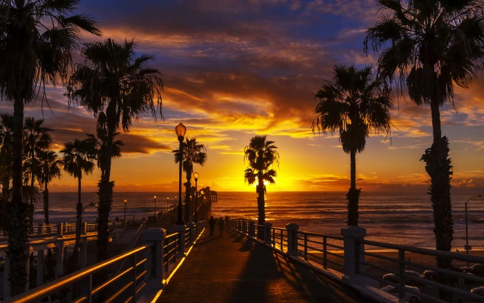 Sunset At The Oceanside Pier In North County Of San Diego California Desktop Hd Wallpaper For Mobile Phones Tablet And Pc 2k 4k