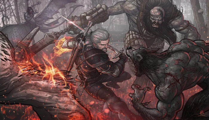 sword Geralt Patrick Brown CD Projekt RED PatrickBrown 2k 4k
