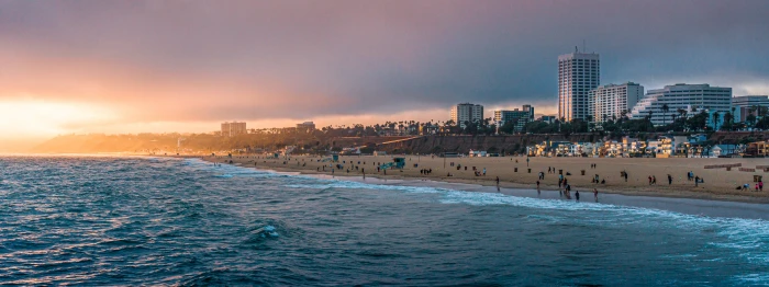 USA California Los Angeles Santa Monica beach sunset Pacific Ocean 2k 4k