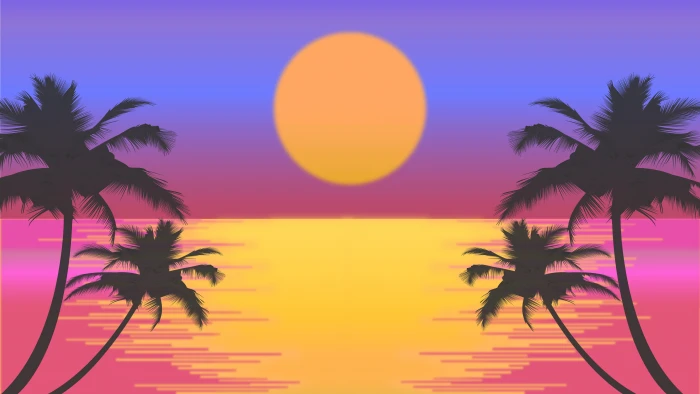 vector graphics palm beach artwork tree fantasy landscape 2k 4k 5k 8k