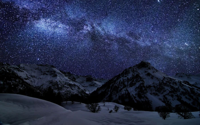 winter sky stars nature night 2k