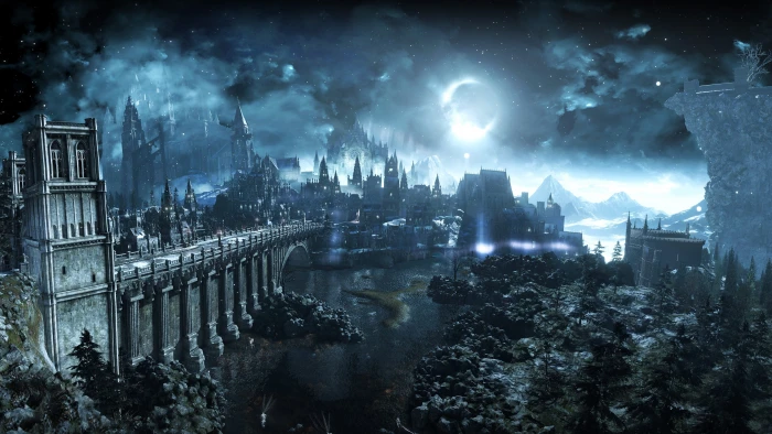 anime castle cover Dark Souls III Moon video games 2k 4k