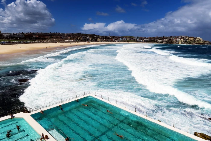 australia bondi beach icebergs pool waves water sea 2k 4k