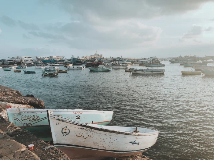 egypt alexandria beach sea sky landscape boat nautical vessel 2k 4k