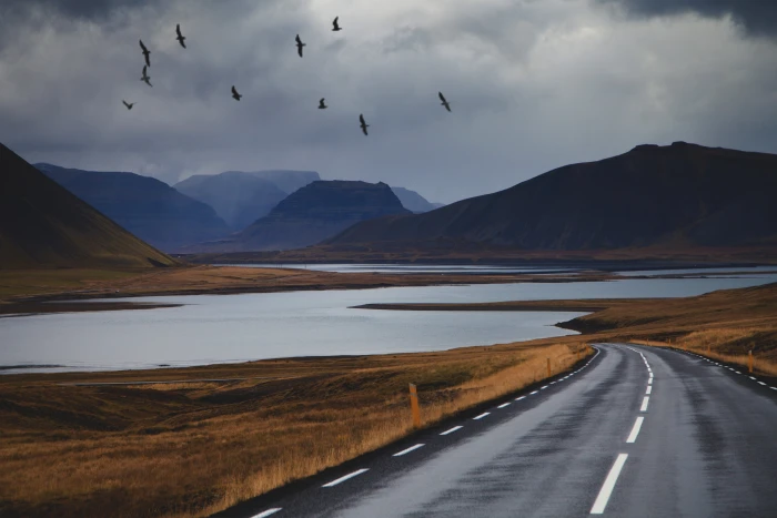 gray concrete road Kirkjufell middle mountain iceland 2k 4k 5k